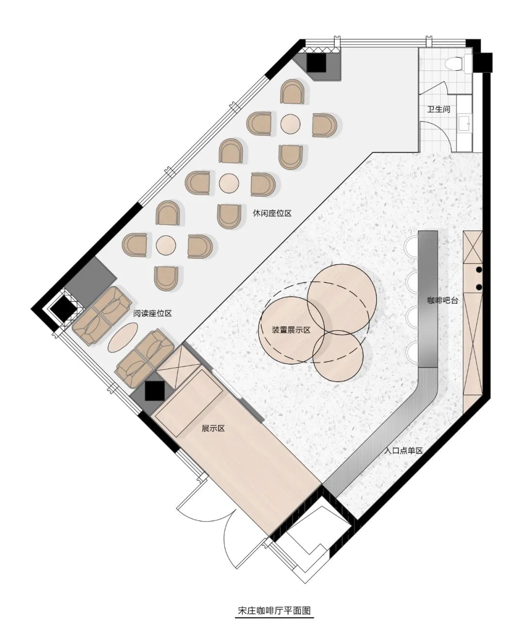 ▼咖啡厅平面图 plan of the cafe