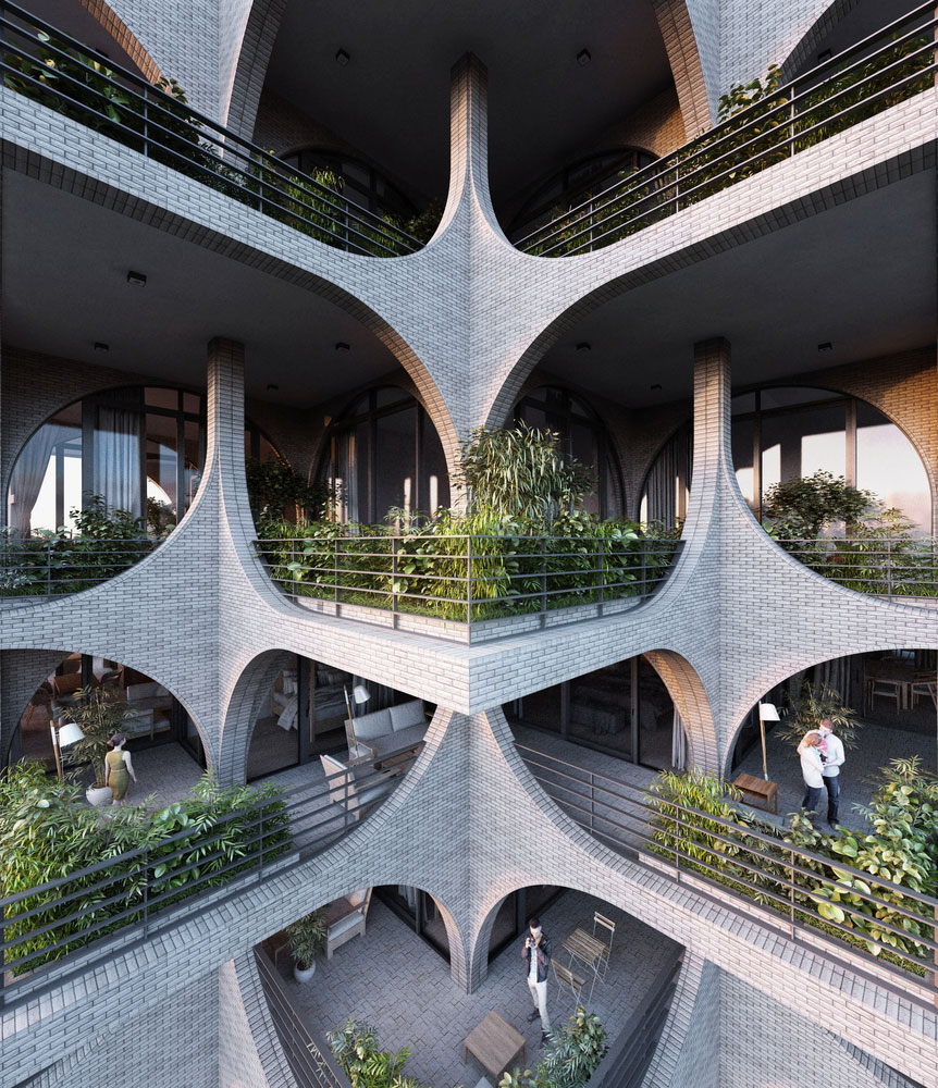 特拉维夫拱廊高层公寓住宅建筑设计方案/Penda