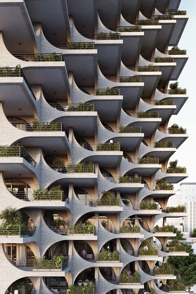 特拉维夫拱廊高层公寓住宅建筑设计方案/Penda