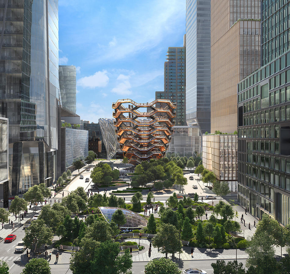纽约哈德逊广场网红巨型钢结构公共景观楼梯Vessel设计/Heatherwick Studio