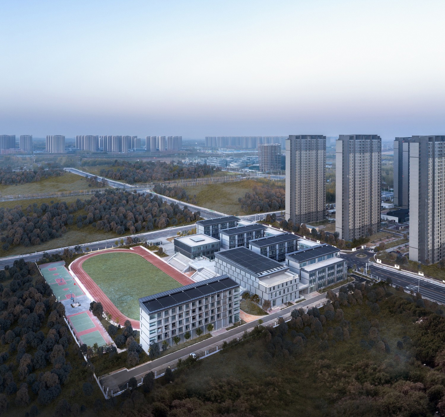 郑州航空港第八安置区配套中学暨郑州第130中学 建筑设计 / 上海联创设计集团